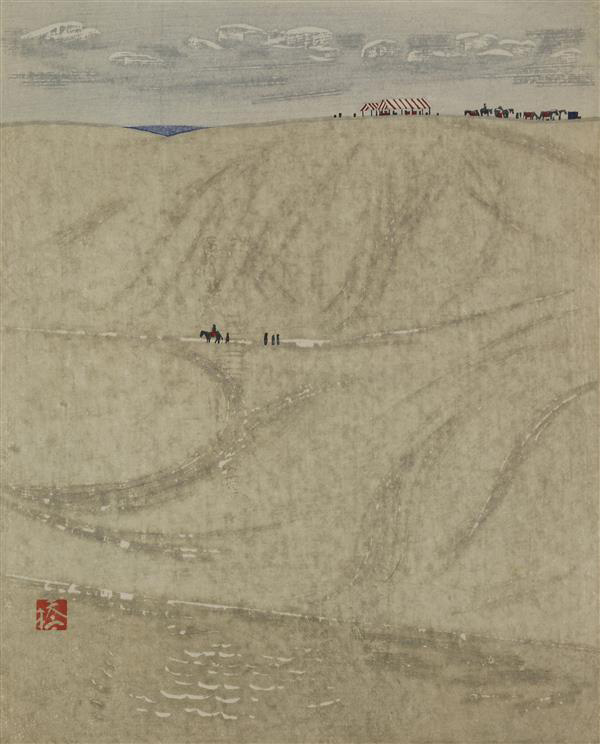 Untitled Barren Landscape by Hashimoto Okiie